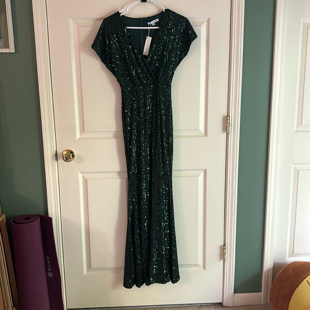 Green sequined maxi dress from Baltic Born. Size xs